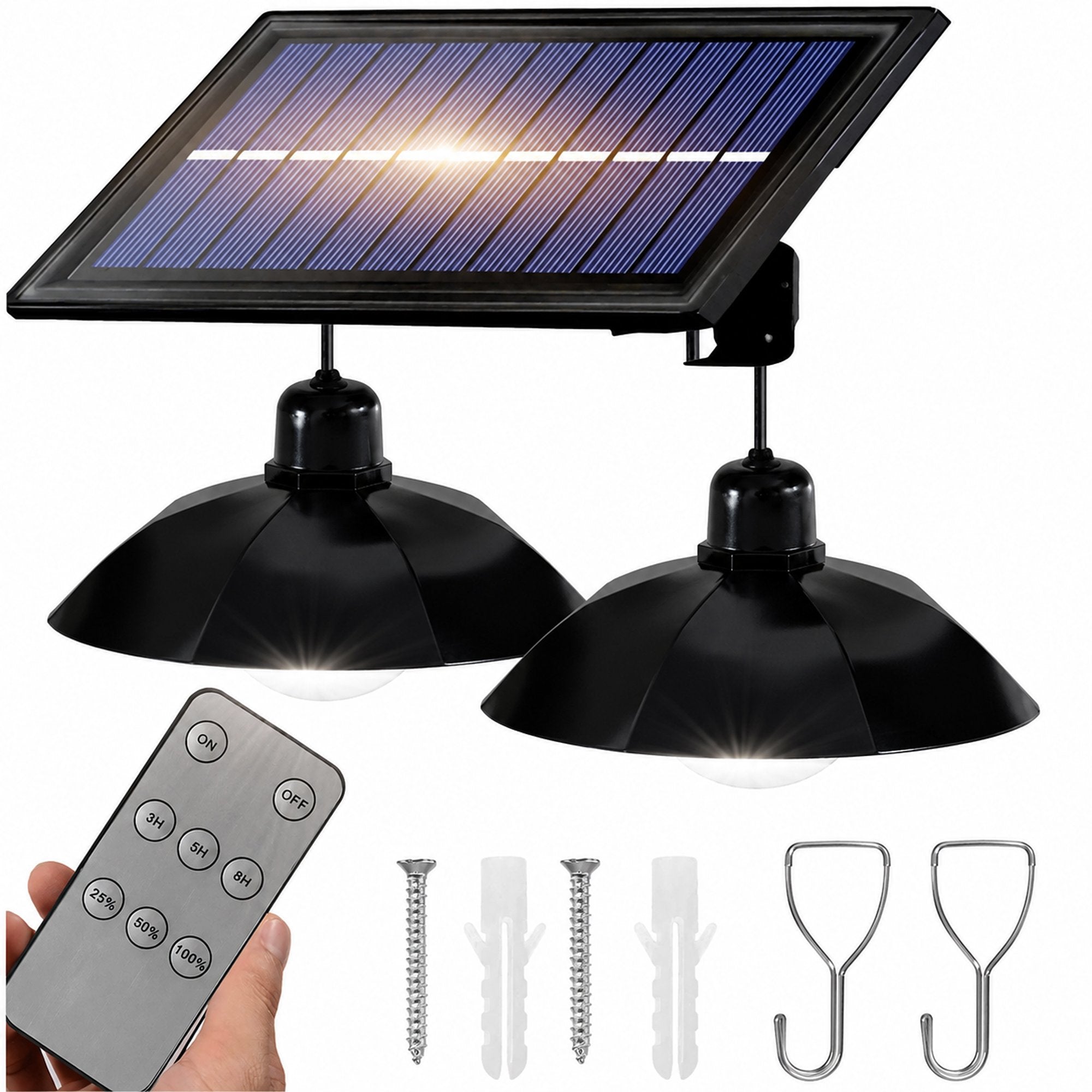 CHANDELIER 2x SOLAR LAMP HANGING LED GARDEN CEILING OUTDOOR + REMOTE CONTROL