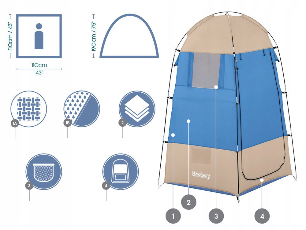 CHANGING ROOM BESTWAY 68002 WC TENT TOILET TOURIST SHOWER YEAR 2026 Color blue