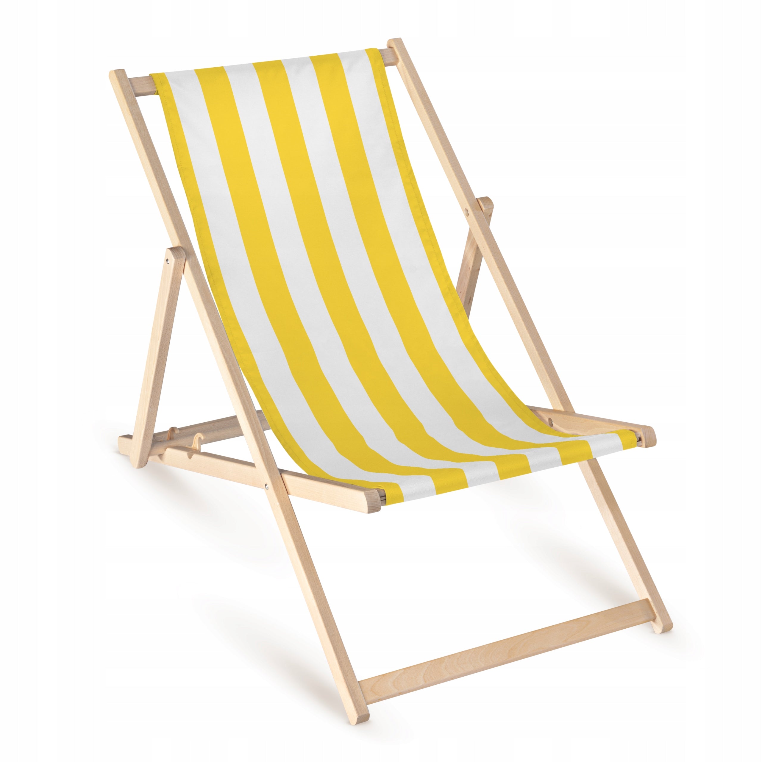 CHARMING YELLOW STRIPED GARDEN LOUNGER ECO BEECH WOOD LOUNGER FOLDING Manufacturer code PAK3088