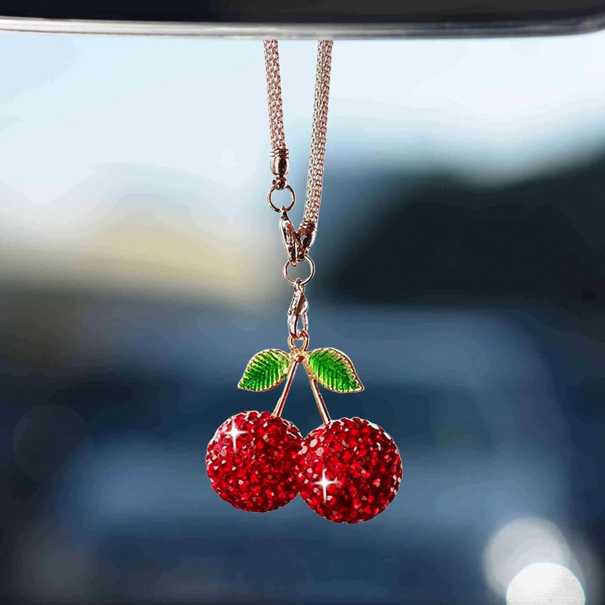 CHERRY CAR MIRROR PENDANT WITH CRYSTALS SWEET TALI