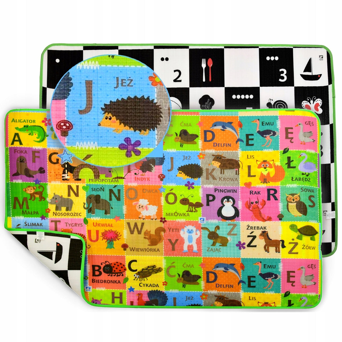 CHESSBOARD FOAM MAT Polish ALPHABET 120x180x1CM DOUBLE-SIDED LARGE THICK