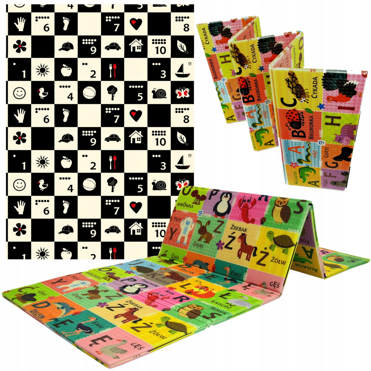 CHESSBOARD FOAM MAT Polish ALPHABET 197X177X1 CM DOUBLE-SIDED LARGE THICK