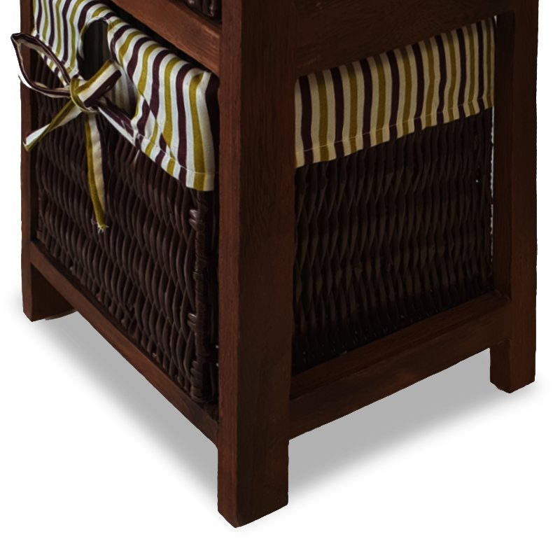 CHEST OF DRAWERS 3 BASKETS BATHROOM HALLWAY BROWN Brand Wide Decor