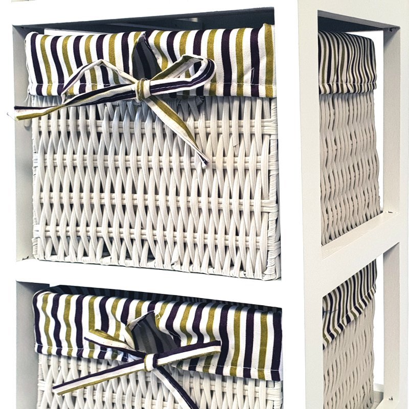 CHEST OF DRAWERS 3 BASKETS BATHROOM HALLWAY WHITE Brand Wide Decor