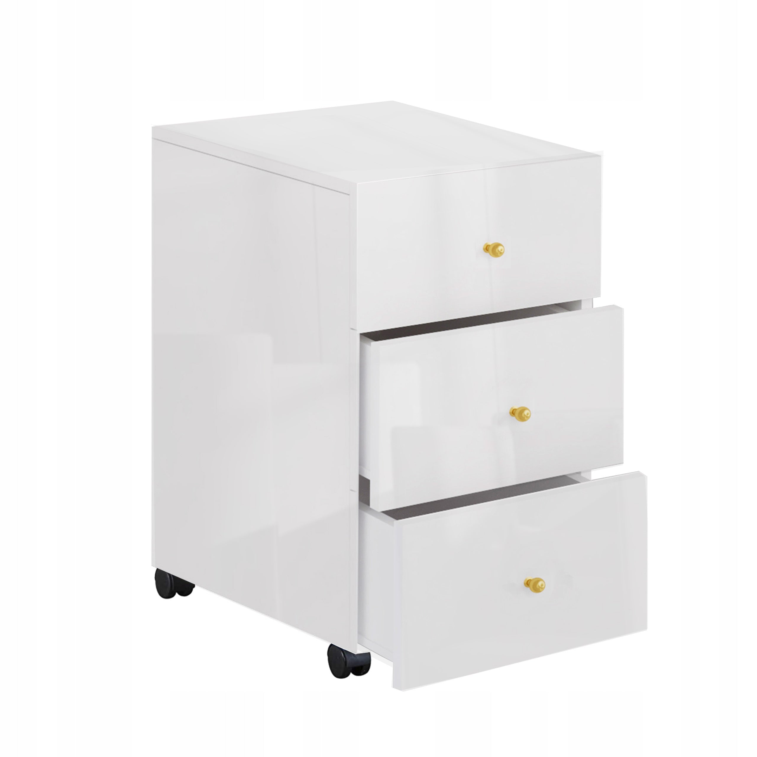 CHEST OF DRAWERS AUXILIARY CONTAINERS THREE DRAWERS ON WHEELS KLARA WHITE GLOSS