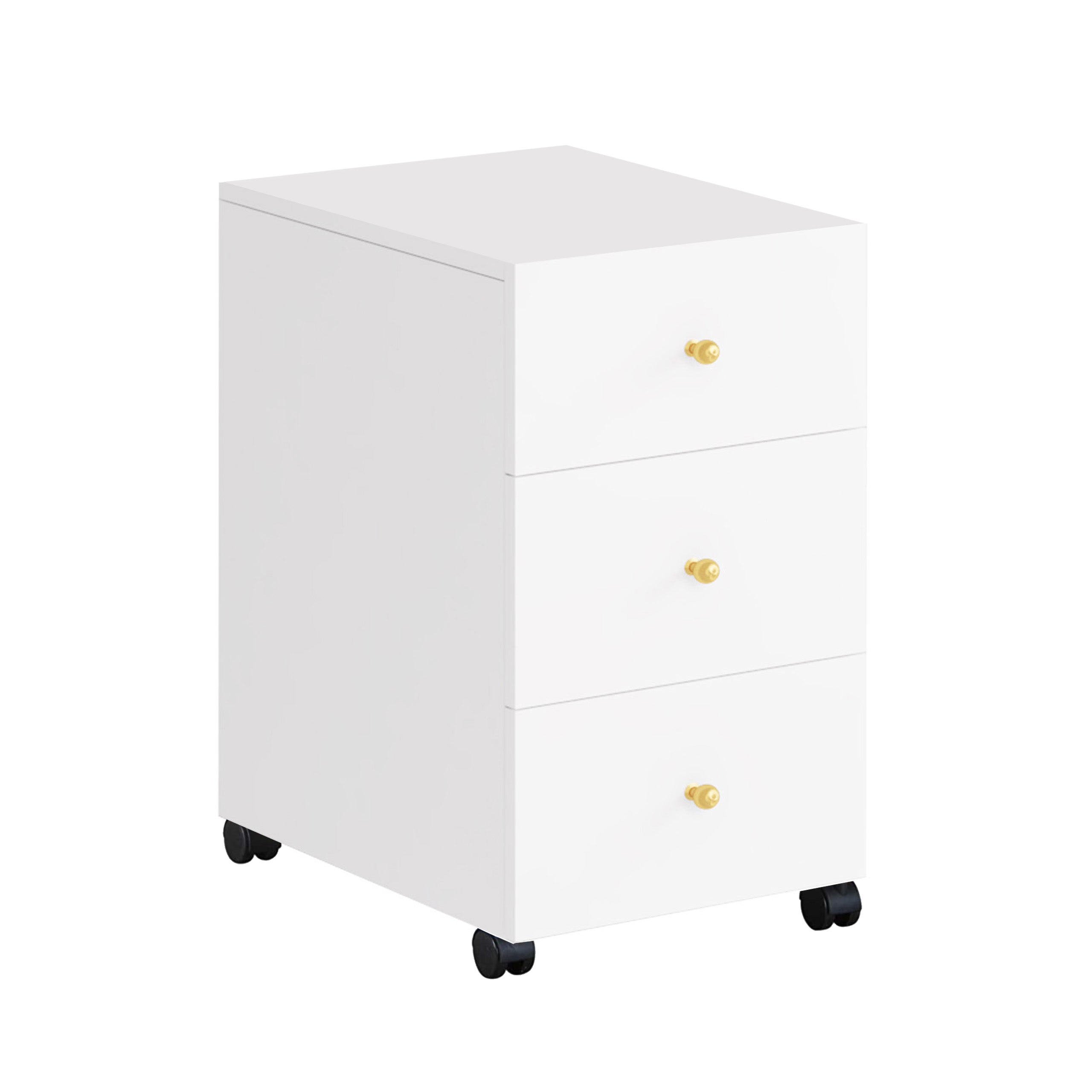 CHEST OF DRAWERS AUXILIARY CONTAINERS THREE DRAWERS ON WHEELS KLARA WHITE MATT GOLD Brand Sarano