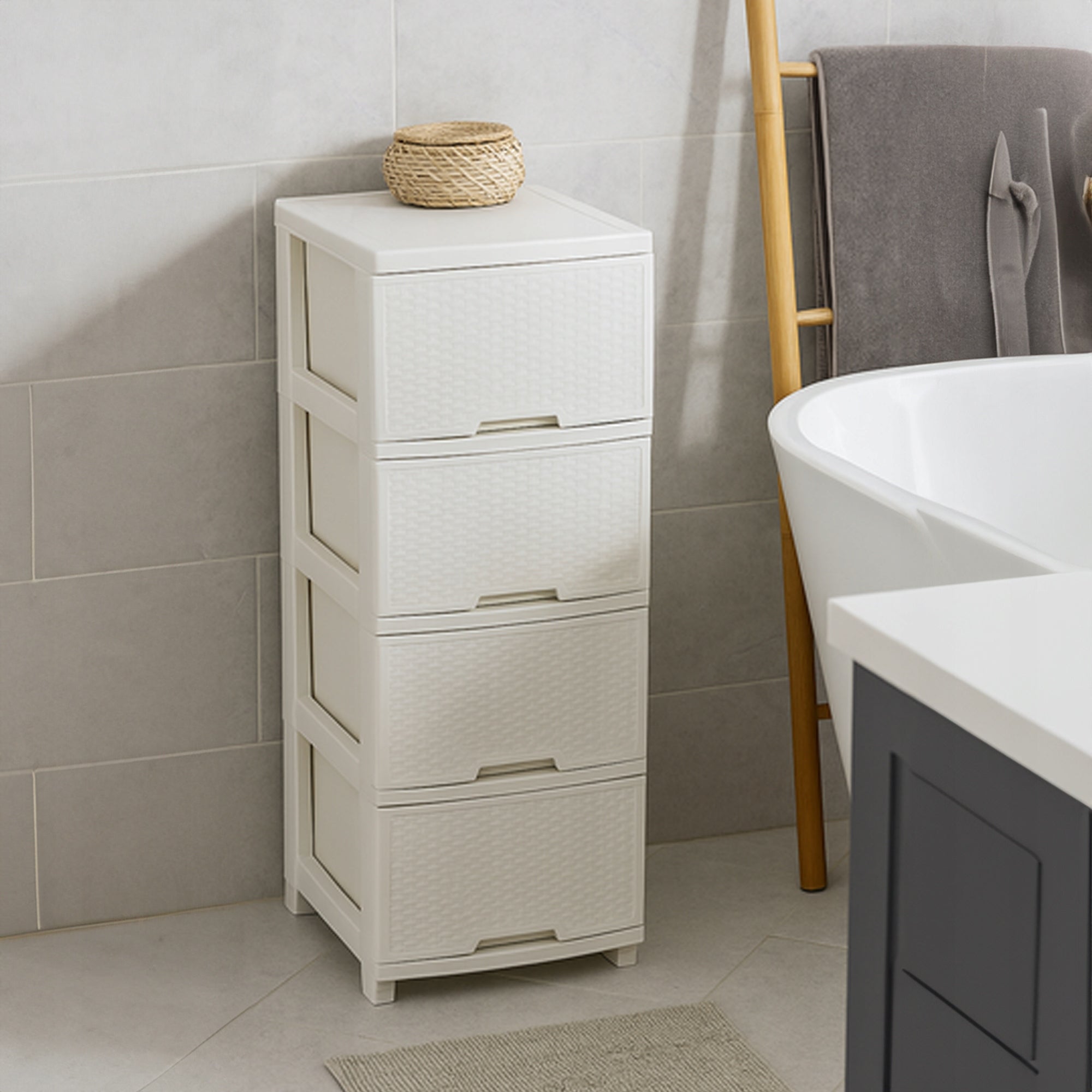 CHEST OF DRAWERS CABINET PLASTIC BOOKCASE 4 BATHROOM DRAWERS FREESTANDING ORGANIZER Manufacturer code VK123094