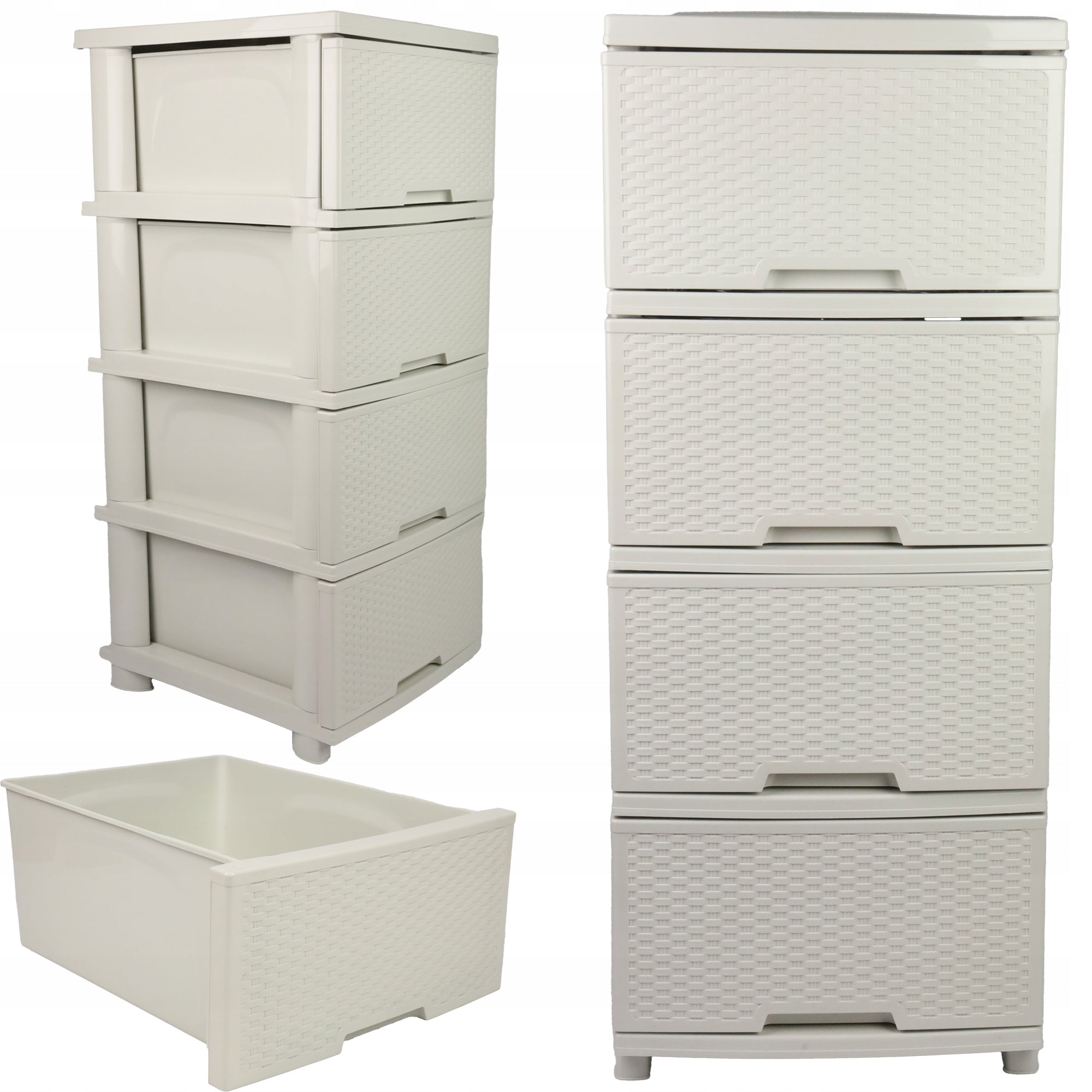 CHEST OF DRAWERS CABINET PLASTIC BOOKCASE 4 BATHROOM DRAWERS FREESTANDING ORGANIZER