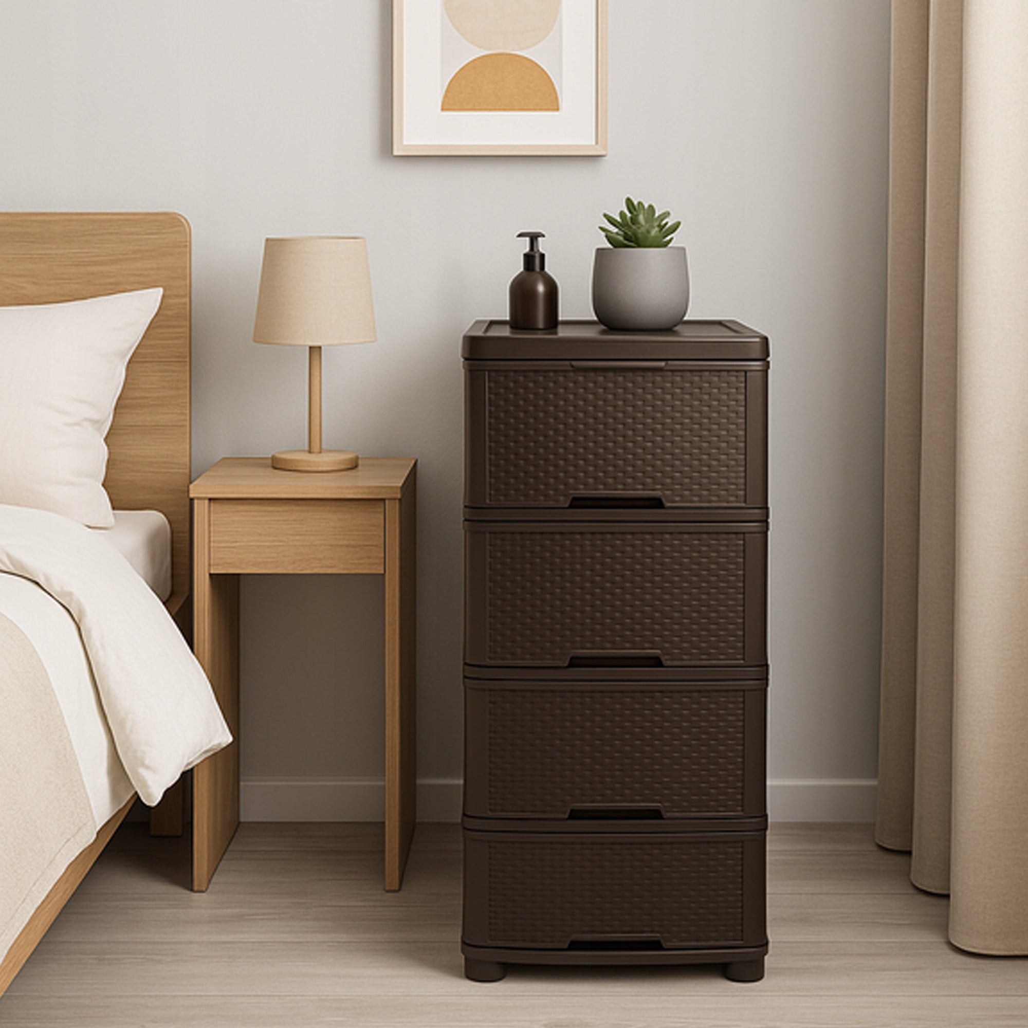 CHEST OF DRAWERS PLASTIC BROWN FREESTANDING BOOKCASE ORGANIZER Brand Viking