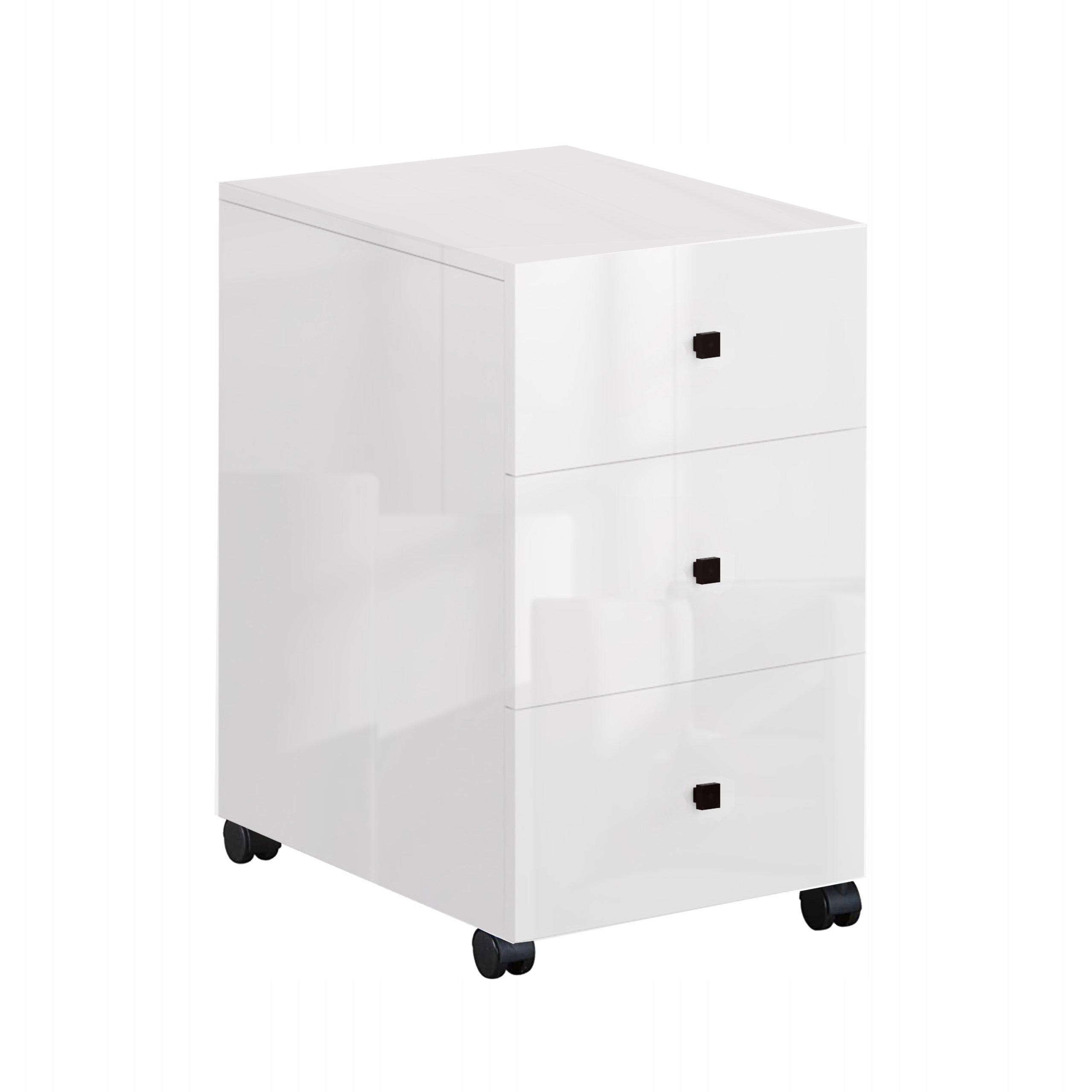 CHEST OF DRAWERS WITH THREE DRAWERS ON WHEELS KLARA WHITE GLOSS BLACK Brand Sarano