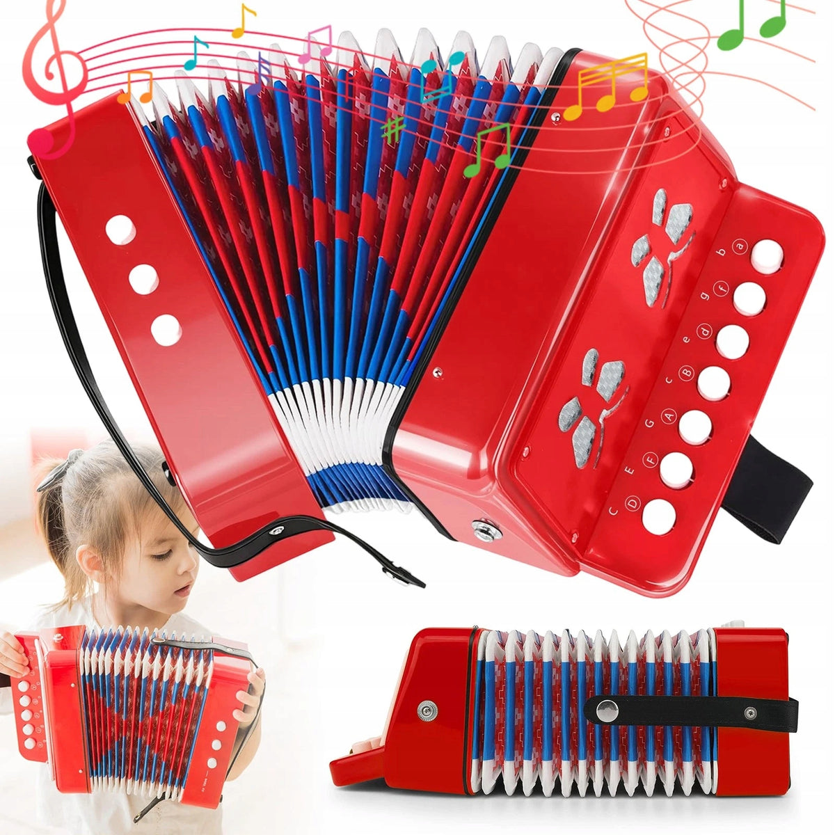 CHILDREN'S ACCORDION 10-KEY MINIATURE MUSICAL INSTRUMENT BUTTON