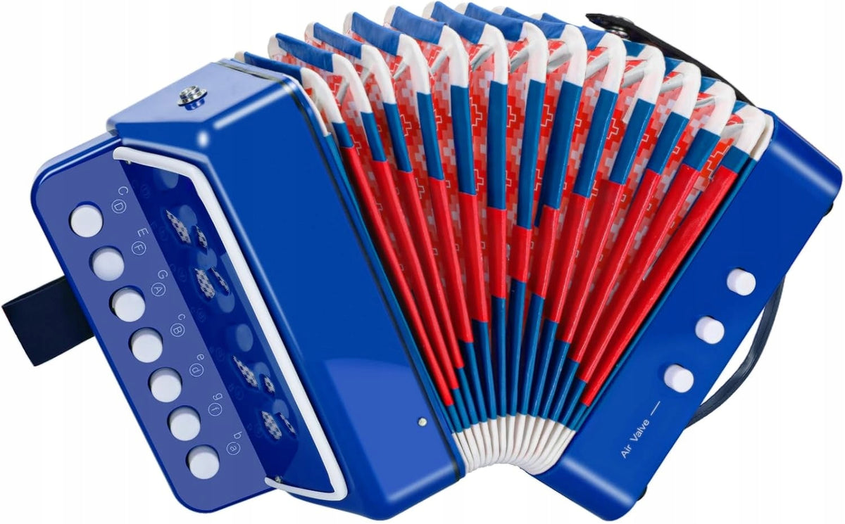 CHILDREN'S ACCORDION MINI MUSICAL INSTRUMENTS 10 KEYS BUTTON BLUE Packaging status original
