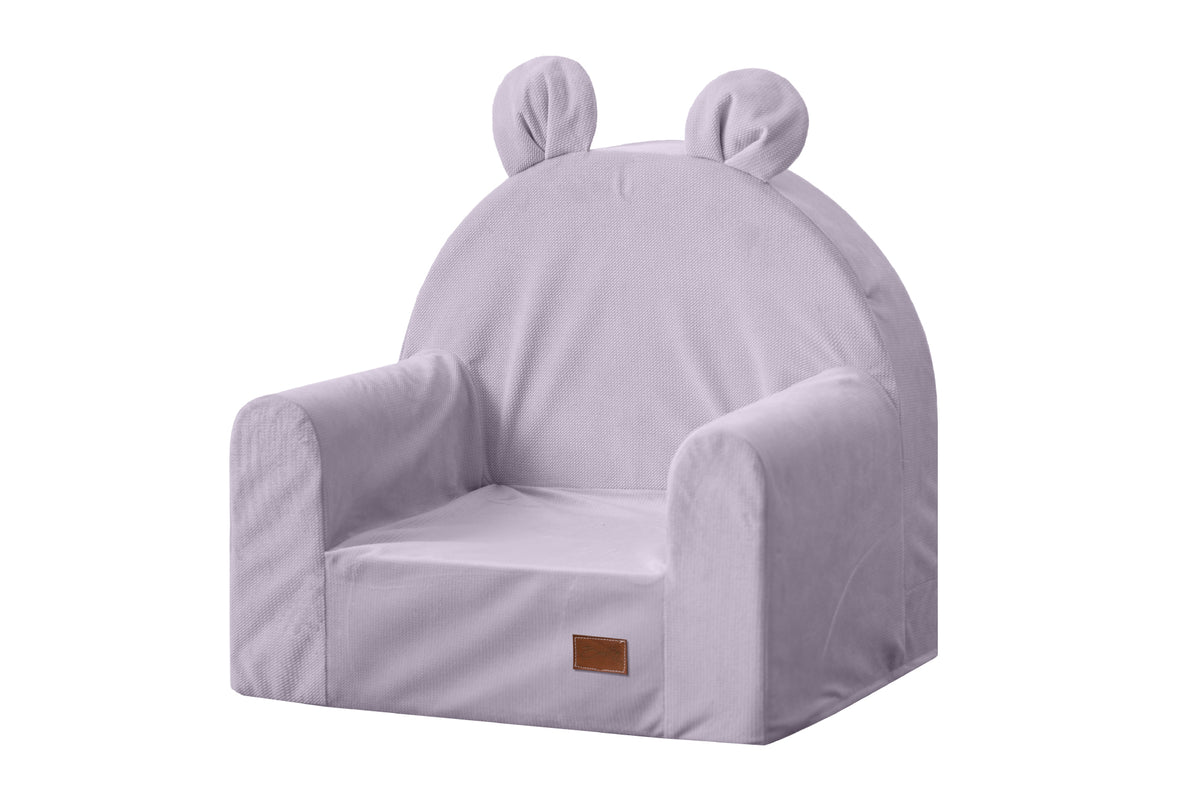 CHILDREN'S ARMCHAIR-FOTELIK-POUF WITH BACKREST velvet BEAR - purple