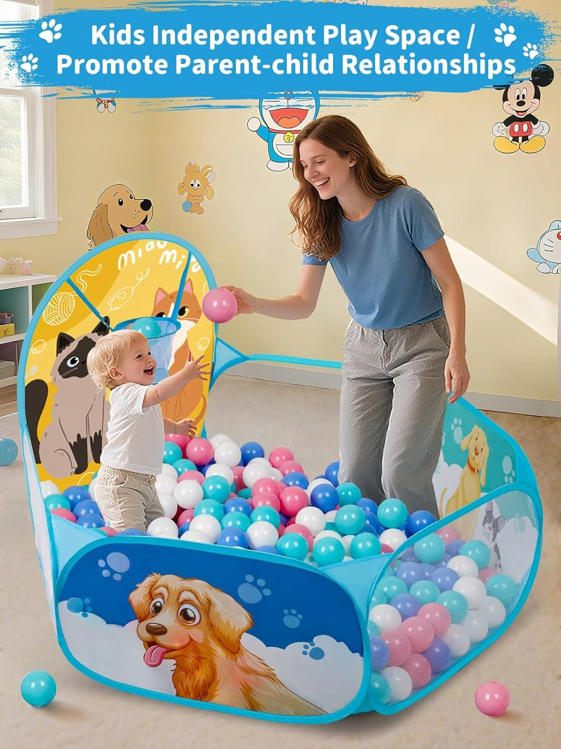 CHILDREN'S BALL POOL WITH BASKETBALL HOOP 120CM FOLDING DRY Packaging status original