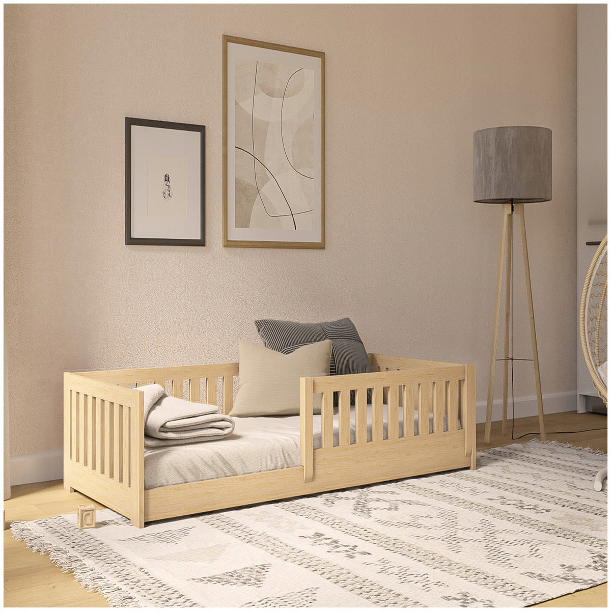 CHILDREN'S BED WITH BARRIER LUNA 80X180 PINE FLOOR 180X80 LOW Brand no brand