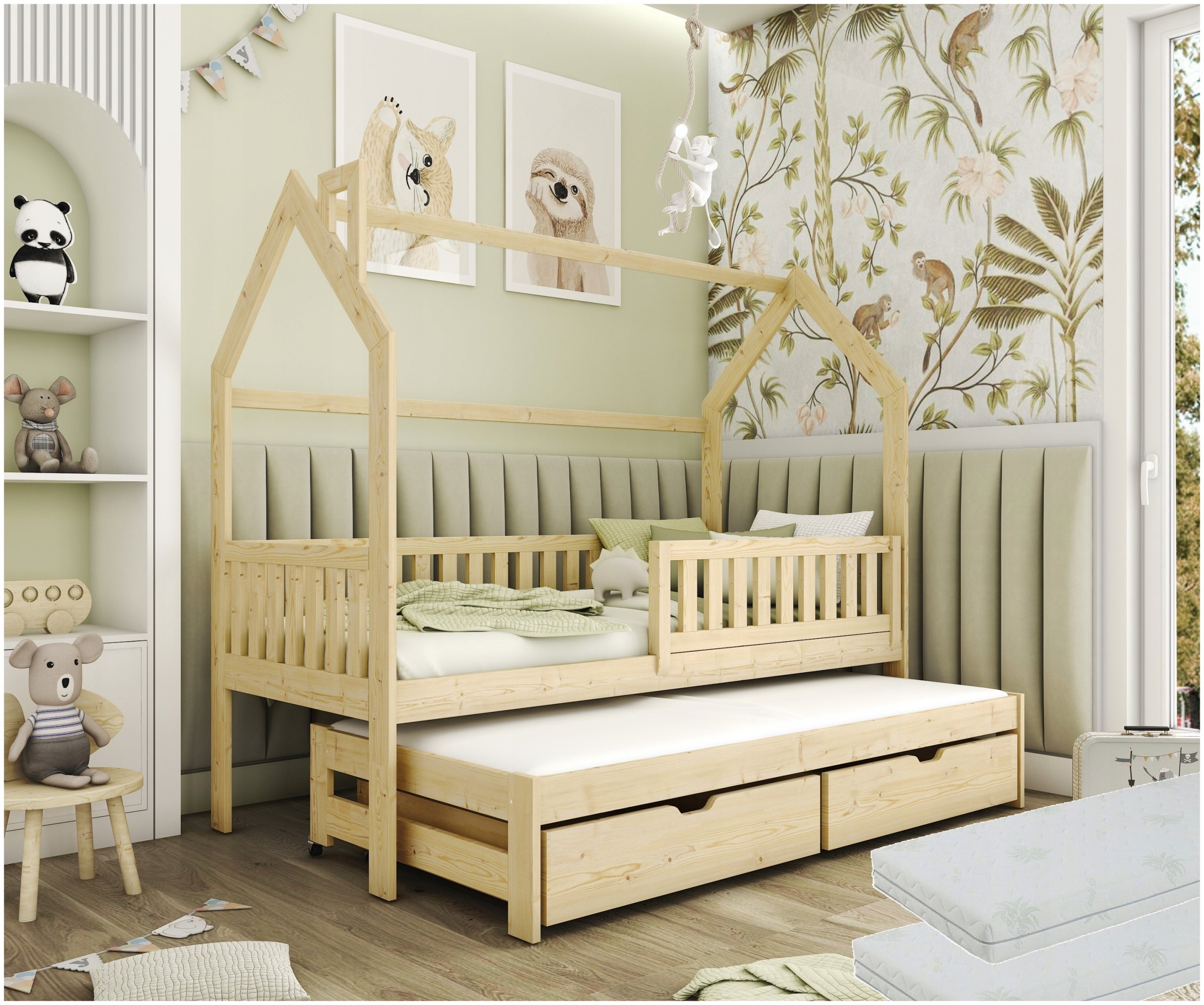 CHILDREN'S BED WITH BARRIER MONKEJ 80X160 PINE COTTAGE 160X80 COT