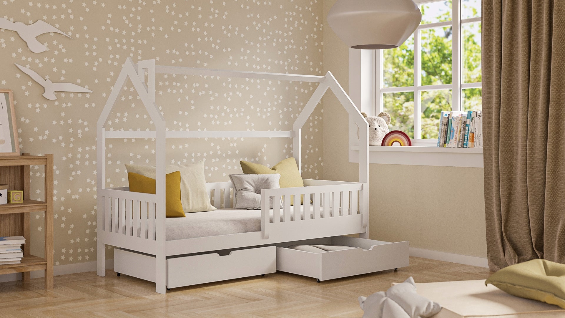 CHILDREN'S BED WITH BARRIER NATANEK cottage 80X180 WHITE COT 180X80 Manufacturer code 7080
