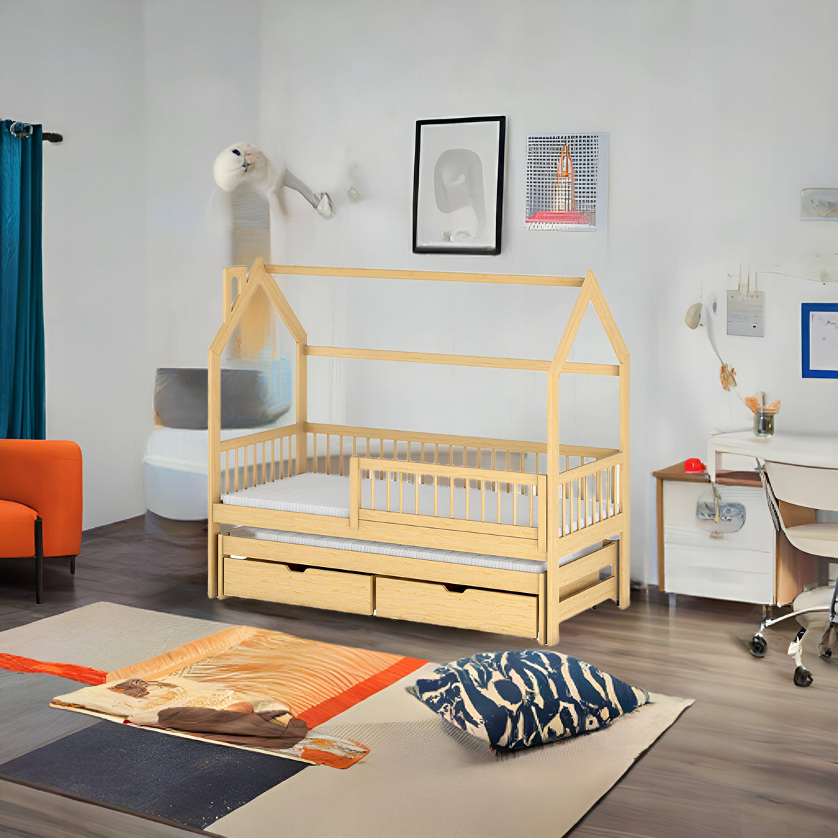CHILDREN'S BED WITH BARRIER PIPI 80X160 PINE COTTAGE 160X80 COT Manufacturer code 7080