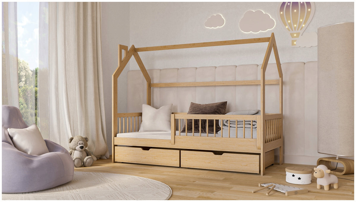 CHILDREN'S BED WITH BARRIER PIPI 80X160 PINE COTTAGE 160X80 COT
