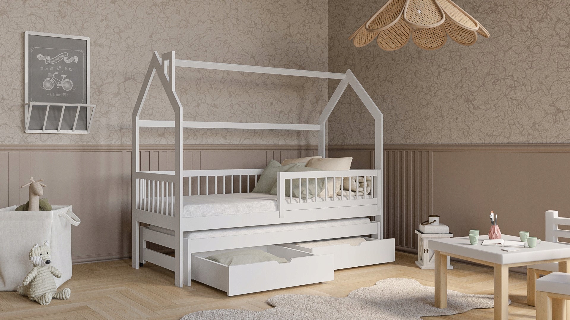 CHILDREN'S BED WITH BARRIER PIPI 80X180 WHITE COTTAGE COT 180X80 Manufacturer code 7080