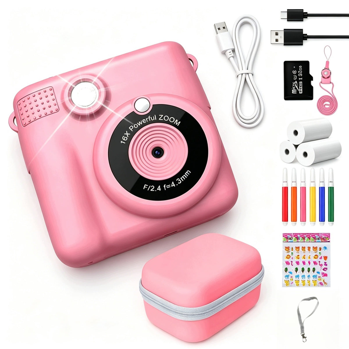 CHILDREN'S CAMERA 1080P HD + CARD 32GB SCREEN 2,4" BIRTHDAY GIFT
