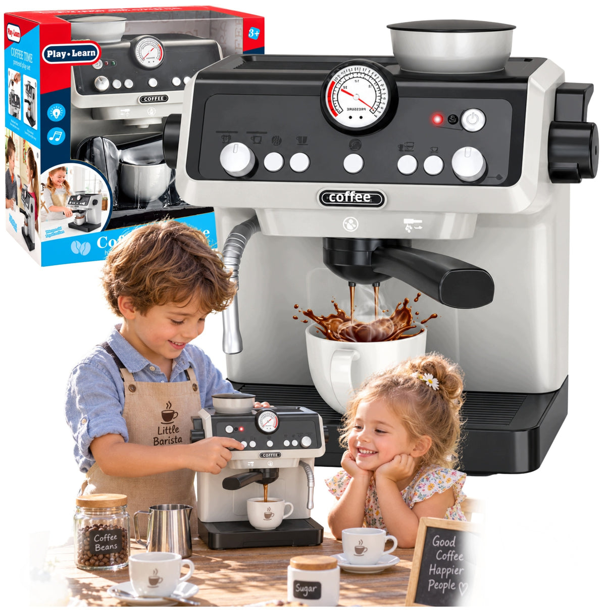 CHILDREN'S COFFEE MAKER OVERFLOW SET SMALL BARISTA SOUND LED AGD