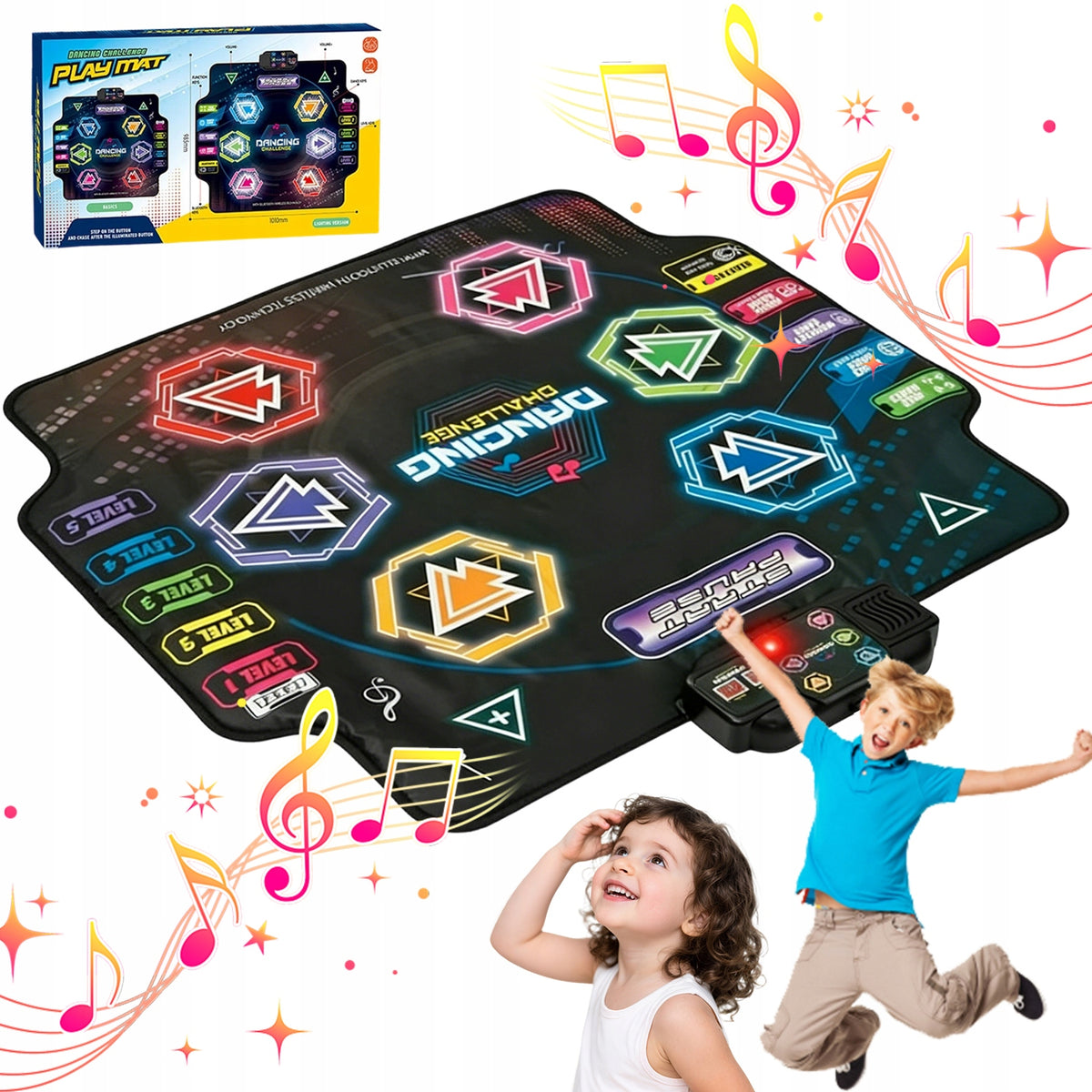 CHILDREN'S DANCE MAT BLUETOOTH 5 GAME MODES 6 LED MUSIC MAT