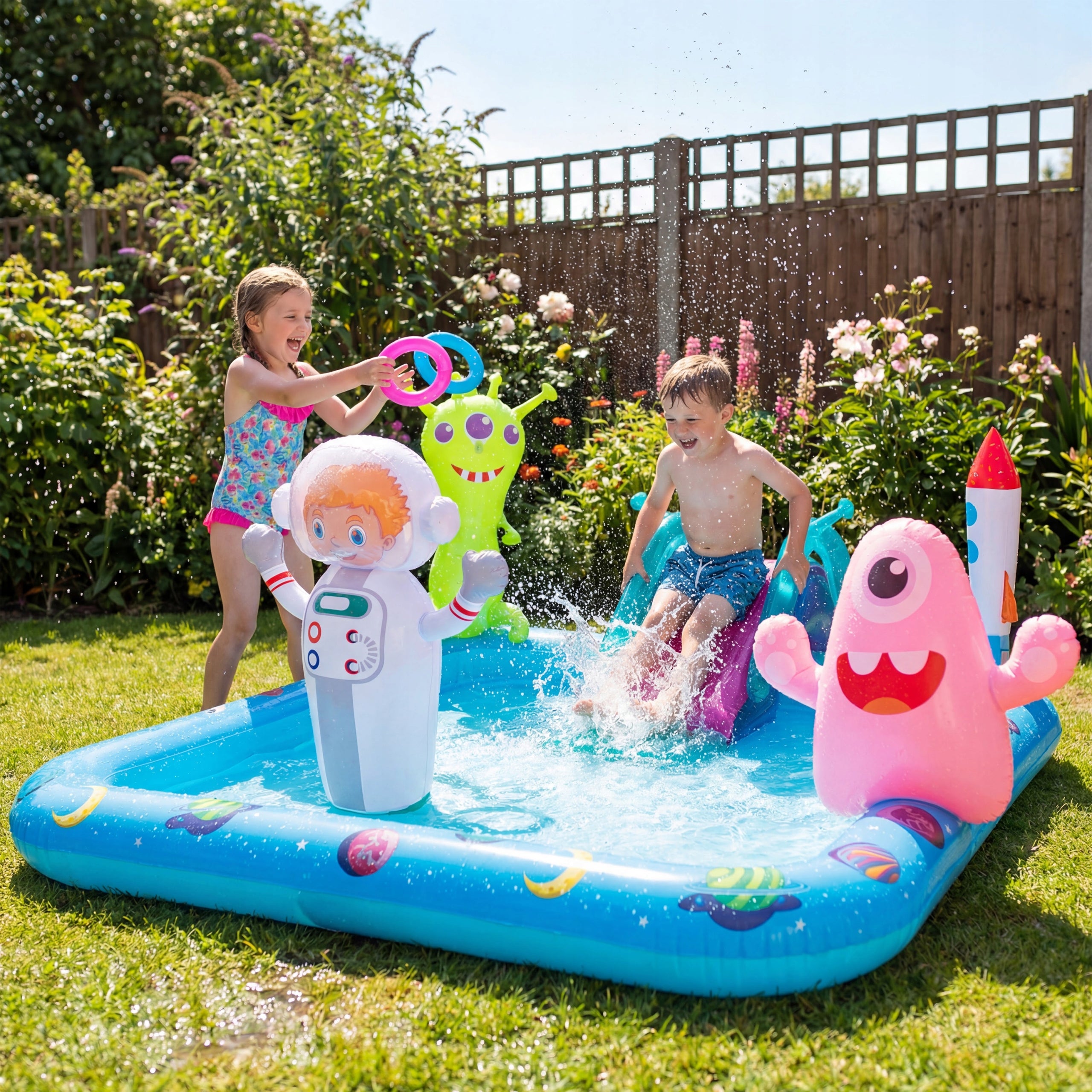 CHILDREN'S GARDEN POOL WITH SHOWER SLIDE WATER PARK RECTANGULAR Packaging status original