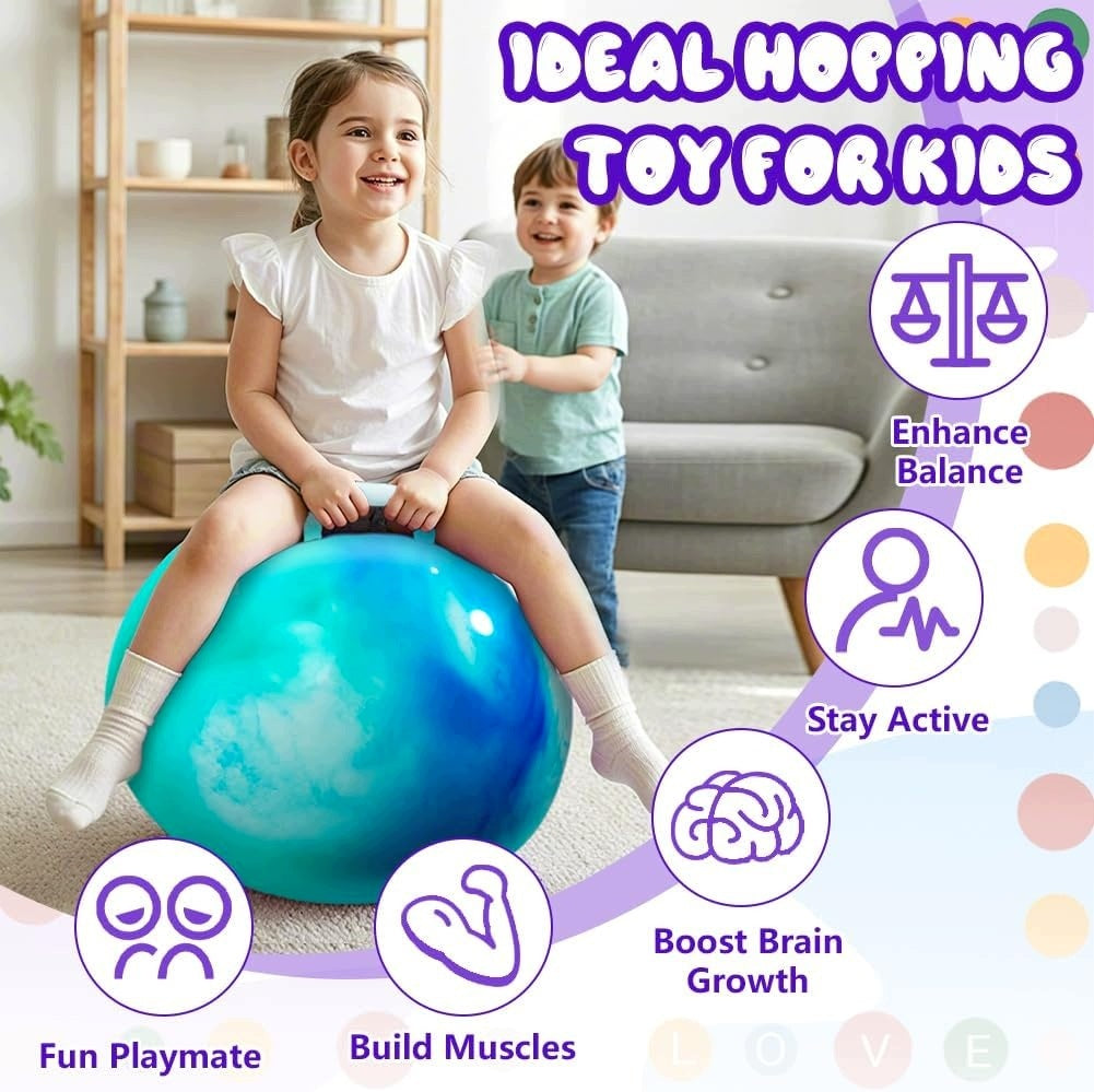 CHILDREN'S JUMPING BALLOON 18 INCHES 45 CM WITH HANDLE BLUE GREEN Brand sportown