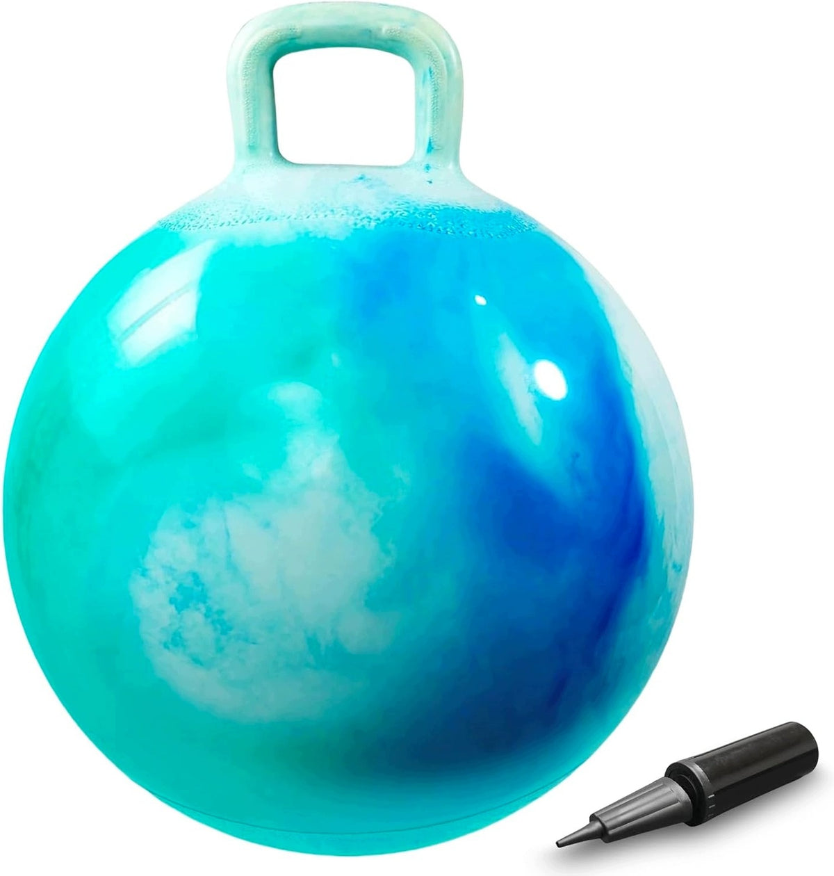 CHILDREN'S JUMPING BALLOON 18 INCHES 45 CM WITH HANDLE BLUE GREEN