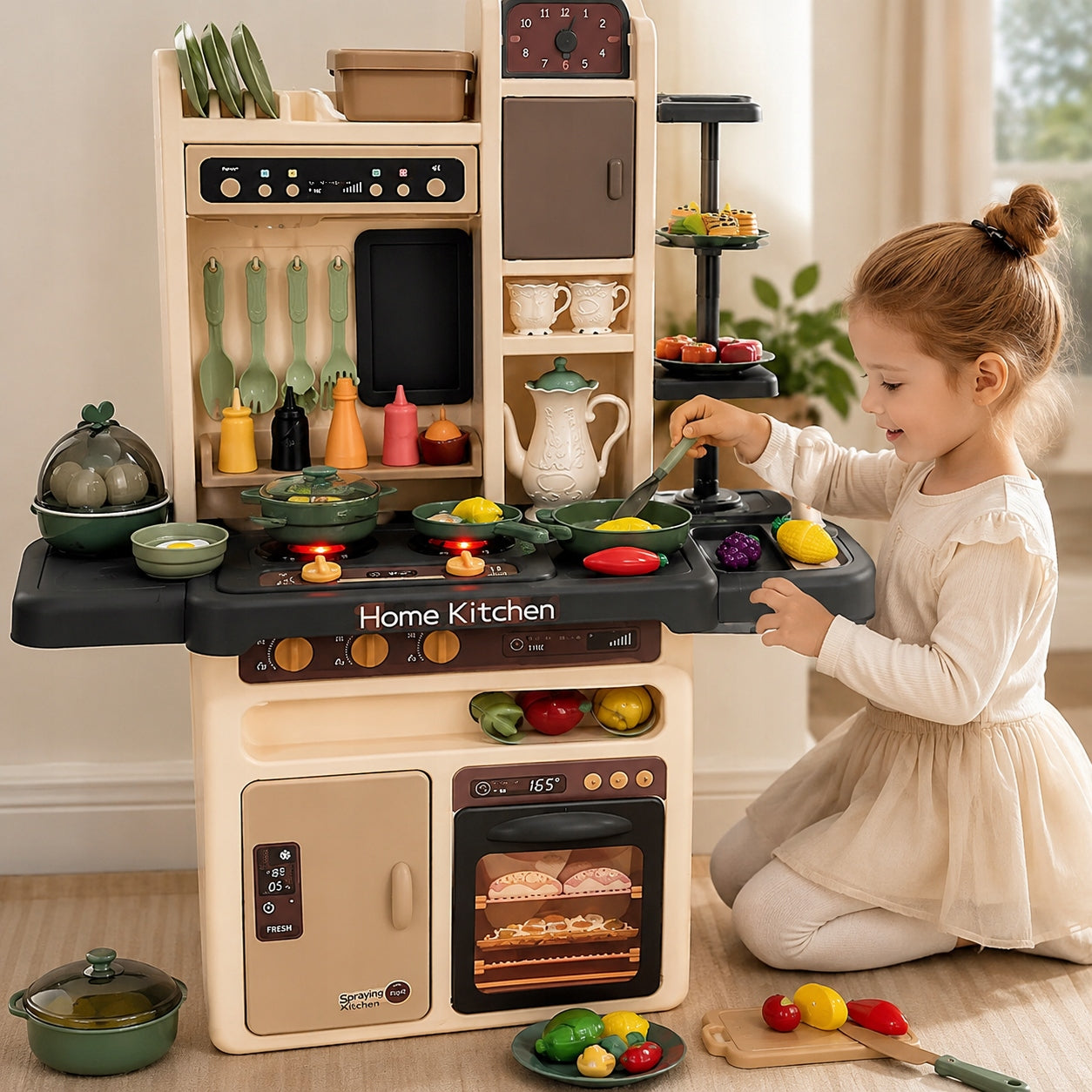 CHILDREN'S KITCHEN 65 ELEMENTS TOY INTERACTIVE XXL TAP COUPLE BURNER Packaging status original