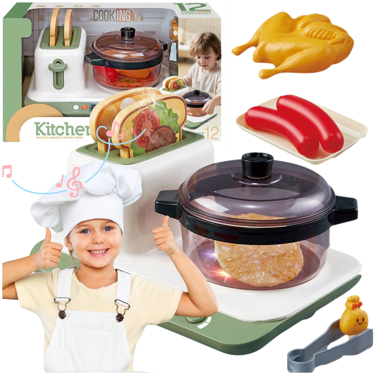 CHILDREN'S KITCHEN SET POT TOASTER AGD 12 EL ELECTRIC COOKER 3+