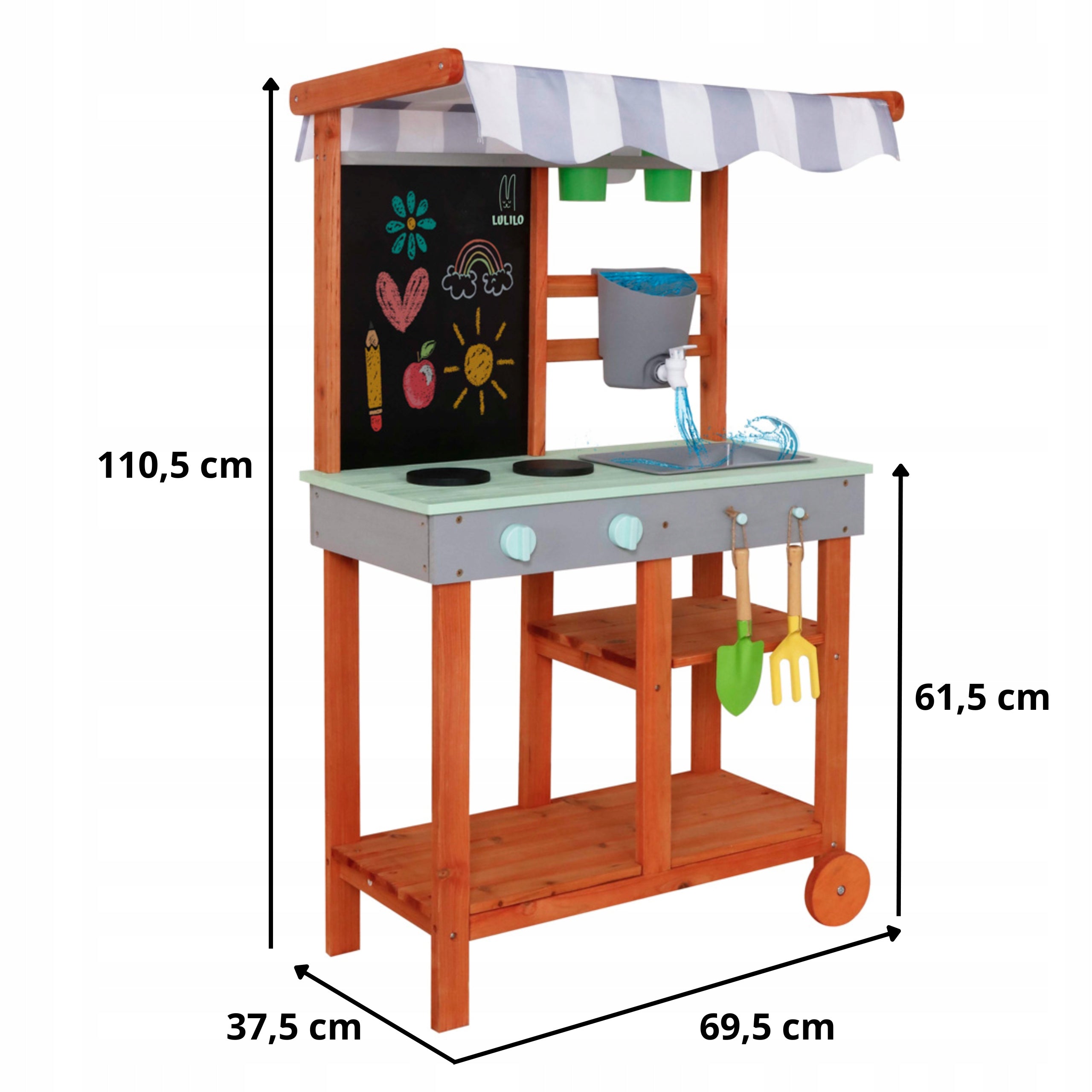 CHILDREN'S KITCHEN WOODEN MUD WITH VISOR LARGE WATER TAP ACCESSORIES Packaging status original