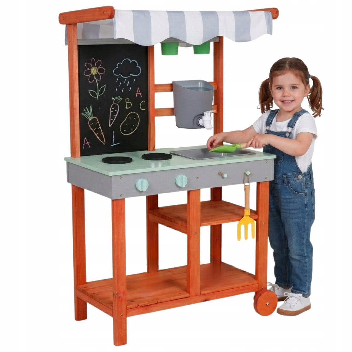 CHILDREN'S KITCHEN WOODEN MUD WITH VISOR LARGE WATER TAP ACCESSORIES