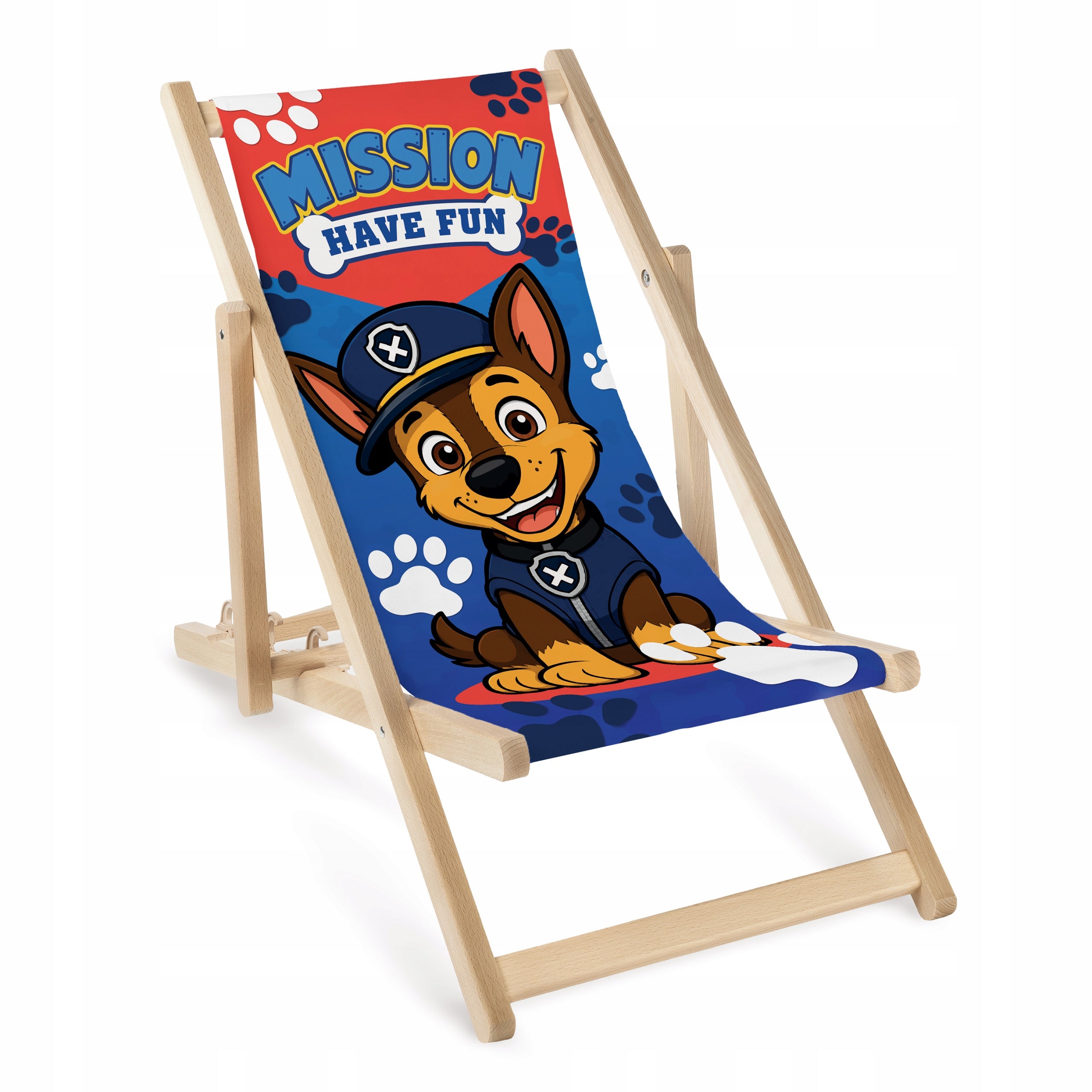 CHILDREN'S LOUNGER WITH GARDEN DOG PRINT WOODEN LOUNGER FOR CHILDREN