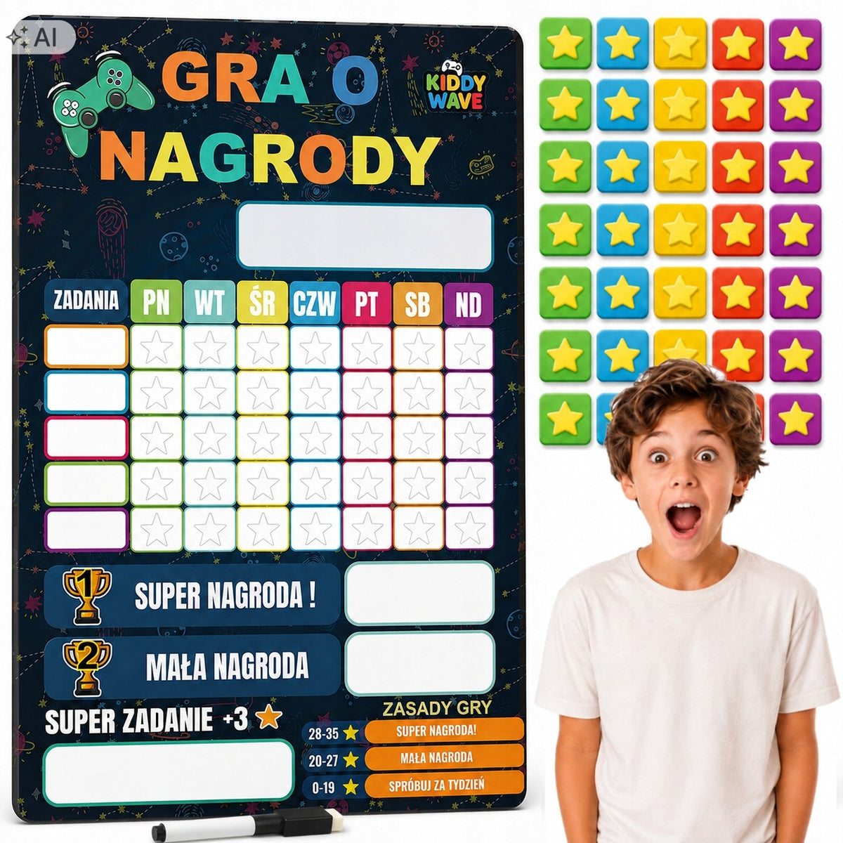 CHILDREN'S MOTIVATIONAL RESPONSIBILITIES BOARD FOR REFRIGERATOR GAME FOR PRIZES SET