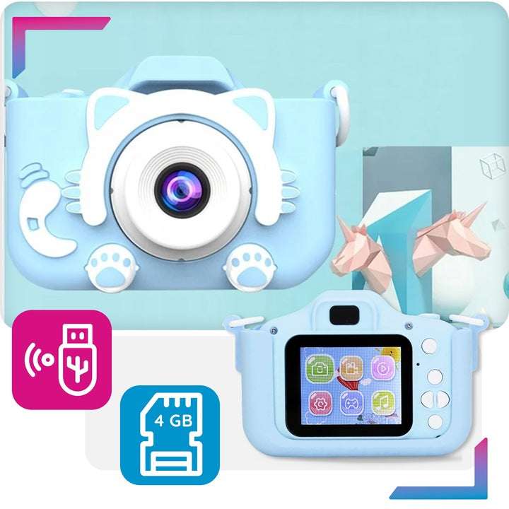 CHILDREN'S PHOTOGRAPHY CAMERA DIGITAL BABY blue kitten + 4GB card EAN (GTIN) 5906630708048