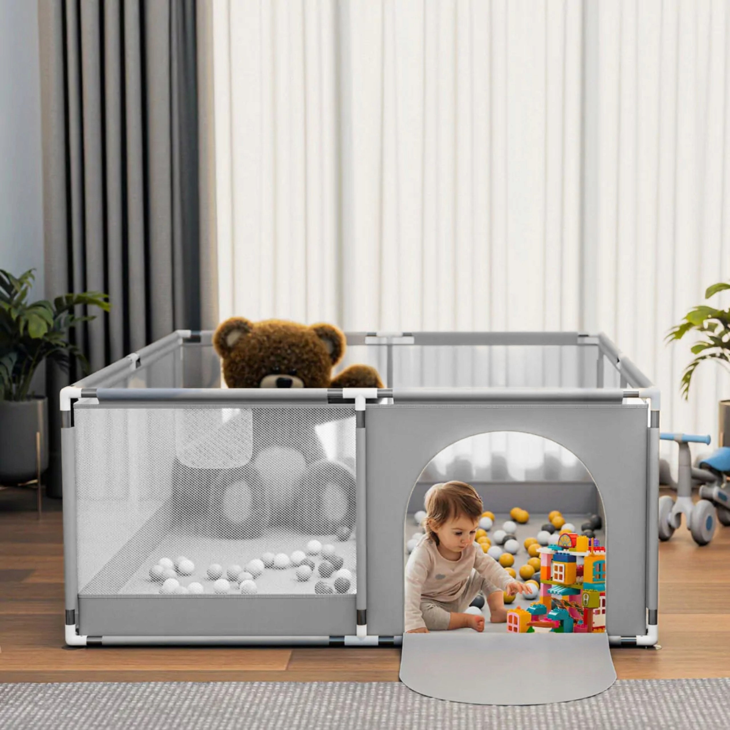 CHILDREN'S PLAYPEN SQUARE TOYS DRY CHILDREN'S POOL LARGE SET STEEL TUBES Packaging status original
