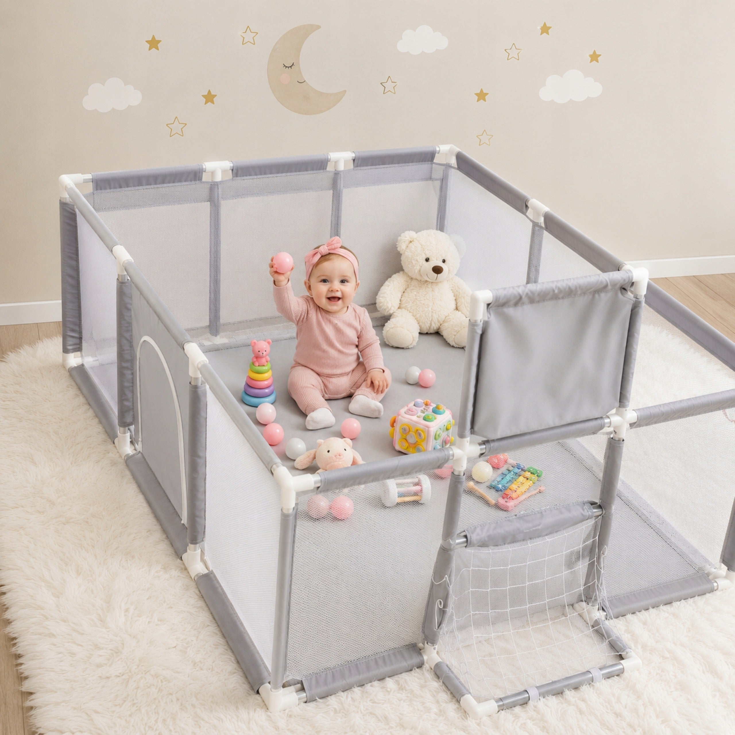 CHILDREN'S PLAYPEN SQUARE TOYS DRY POOL FOR CHILDREN LARGE SET STEEL TUBES Manufacturer code RC-K-463