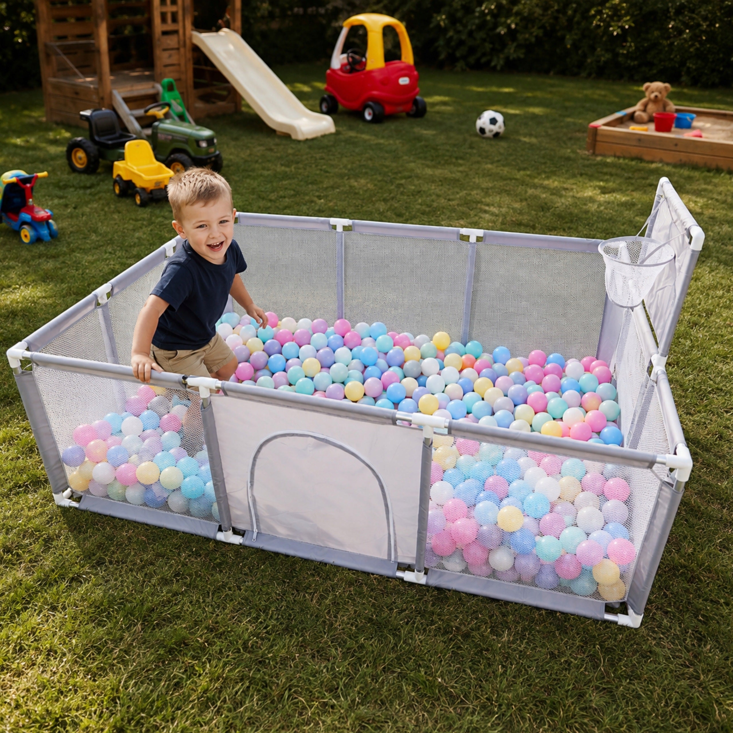 CHILDREN'S PLAYPEN SQUARE TOYS DRY POOL FOR CHILDREN LARGE SET STEEL TUBES Packaging status original