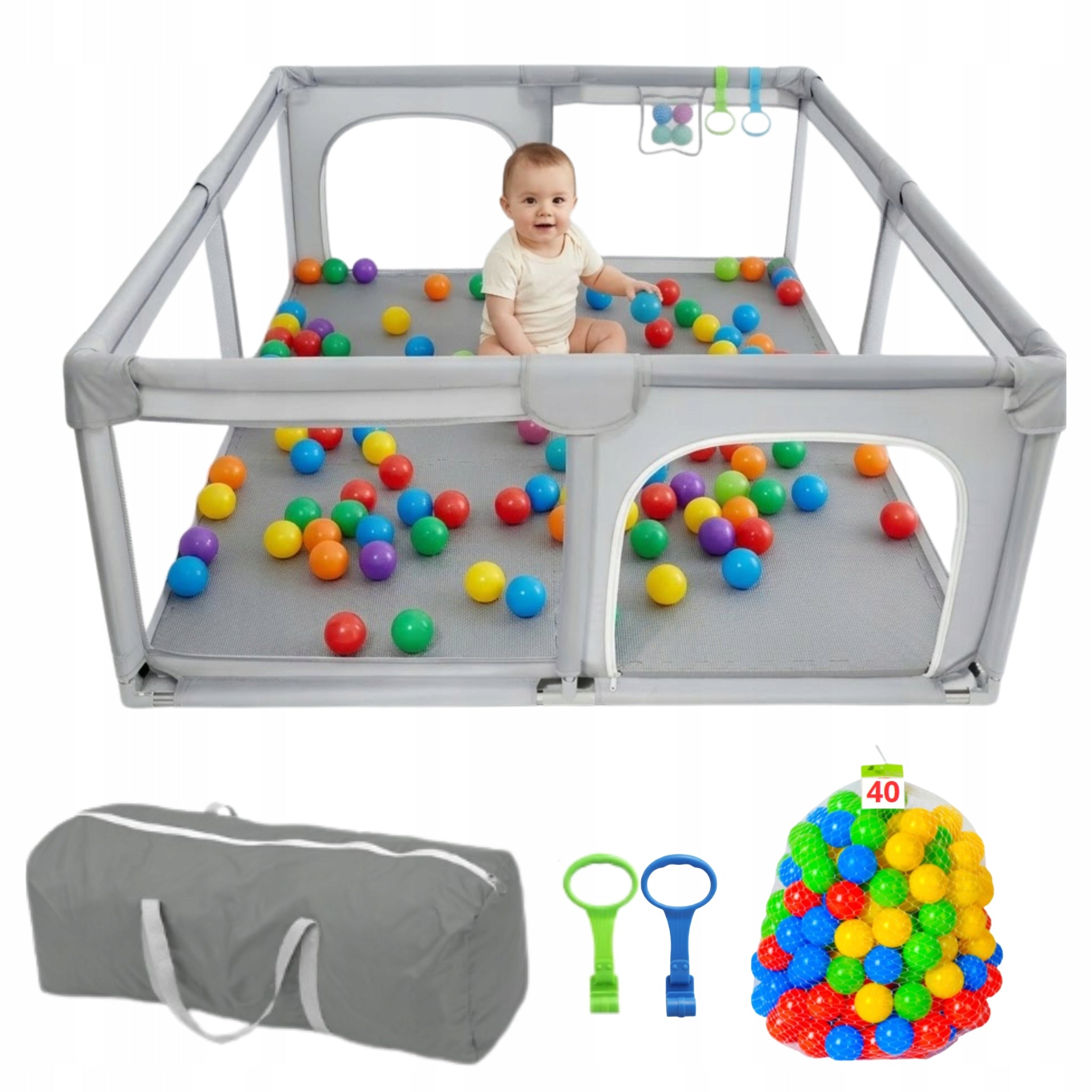 CHILDREN'S PLAYPEN XXL 180X200 SQUARE TOYS FOR CHILDREN + BALLS + BAG