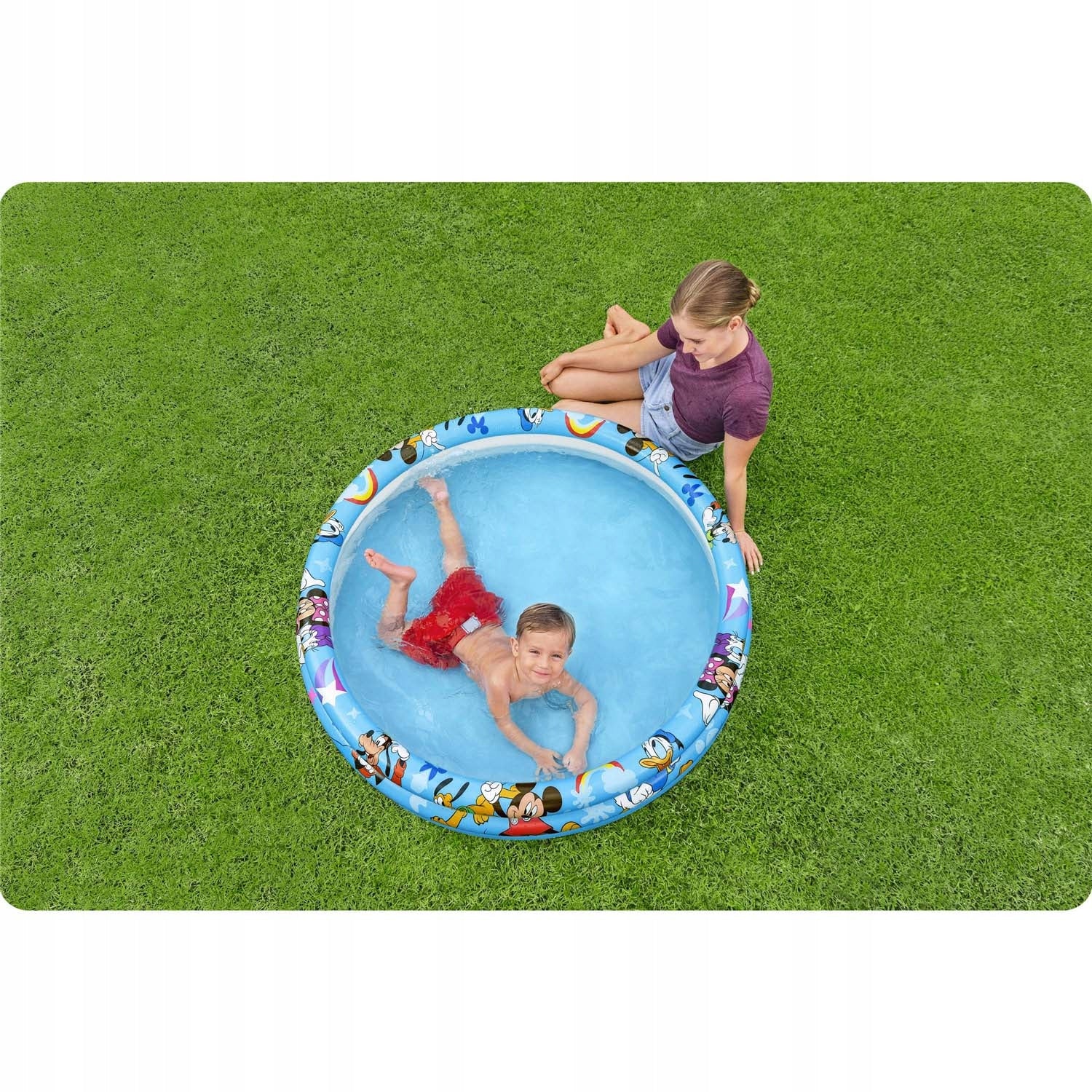 CHILDREN'S POOL INFLATABLE GARDEN PADDLING POOL BESTWAY MICKEY AND FRIENDS > Length 123 cm