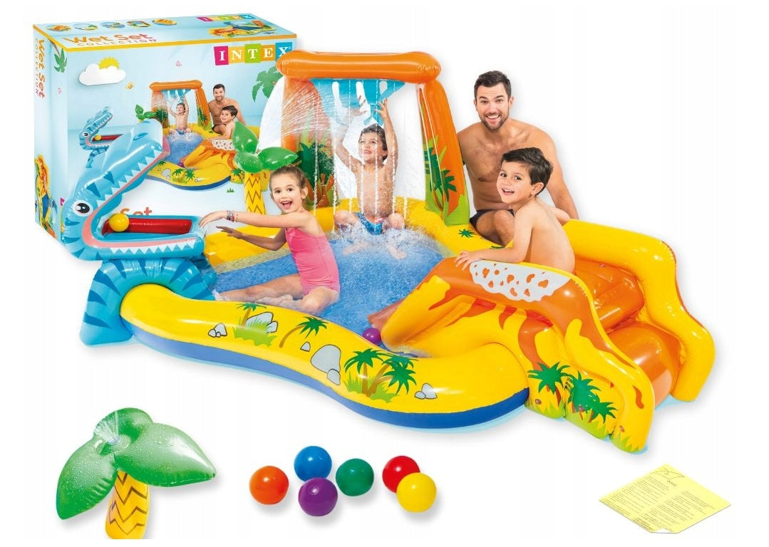 CHILDREN'S POOL WATER PLAYGROUND INTEX DINOSAUR FOUNTAIN BALLS XXL SUMMER
