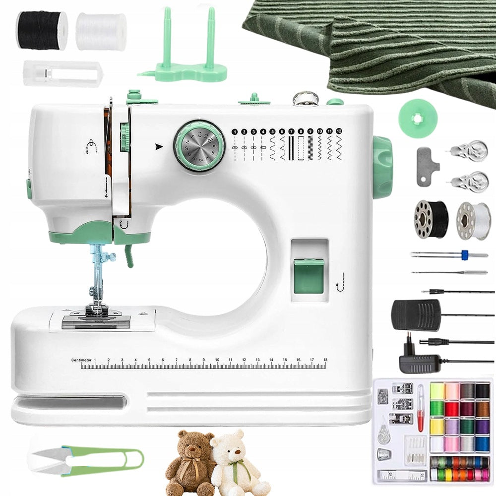 CHILDREN'S SEWING MACHINE MINI FOR HOUSE LED 12 SEWING PATTERNS EASY USE