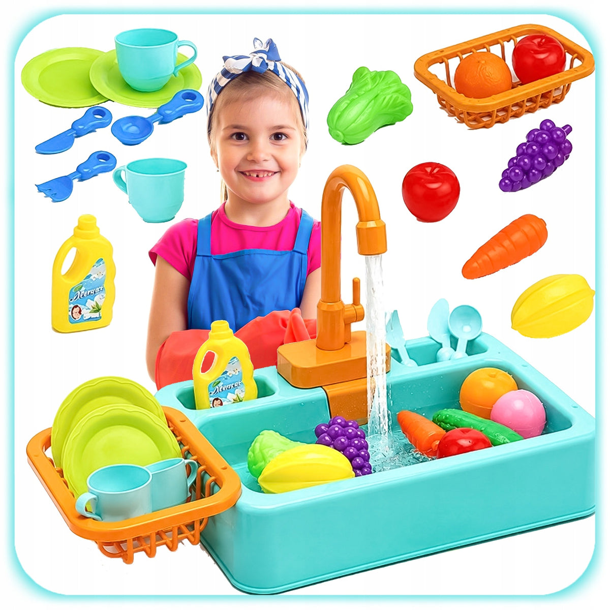 CHILDREN'S SINK DISHWASHING SINK WITH WATER FLOW INTERACTIVE Manufacturer code 008630