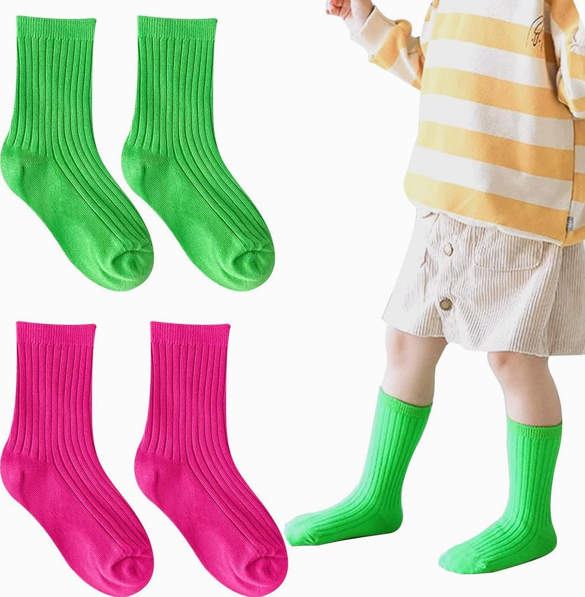 CHILDREN'S SOCKS COTTON NEON SOFT COMFORTABLE COLORFUL FASHIONABLE