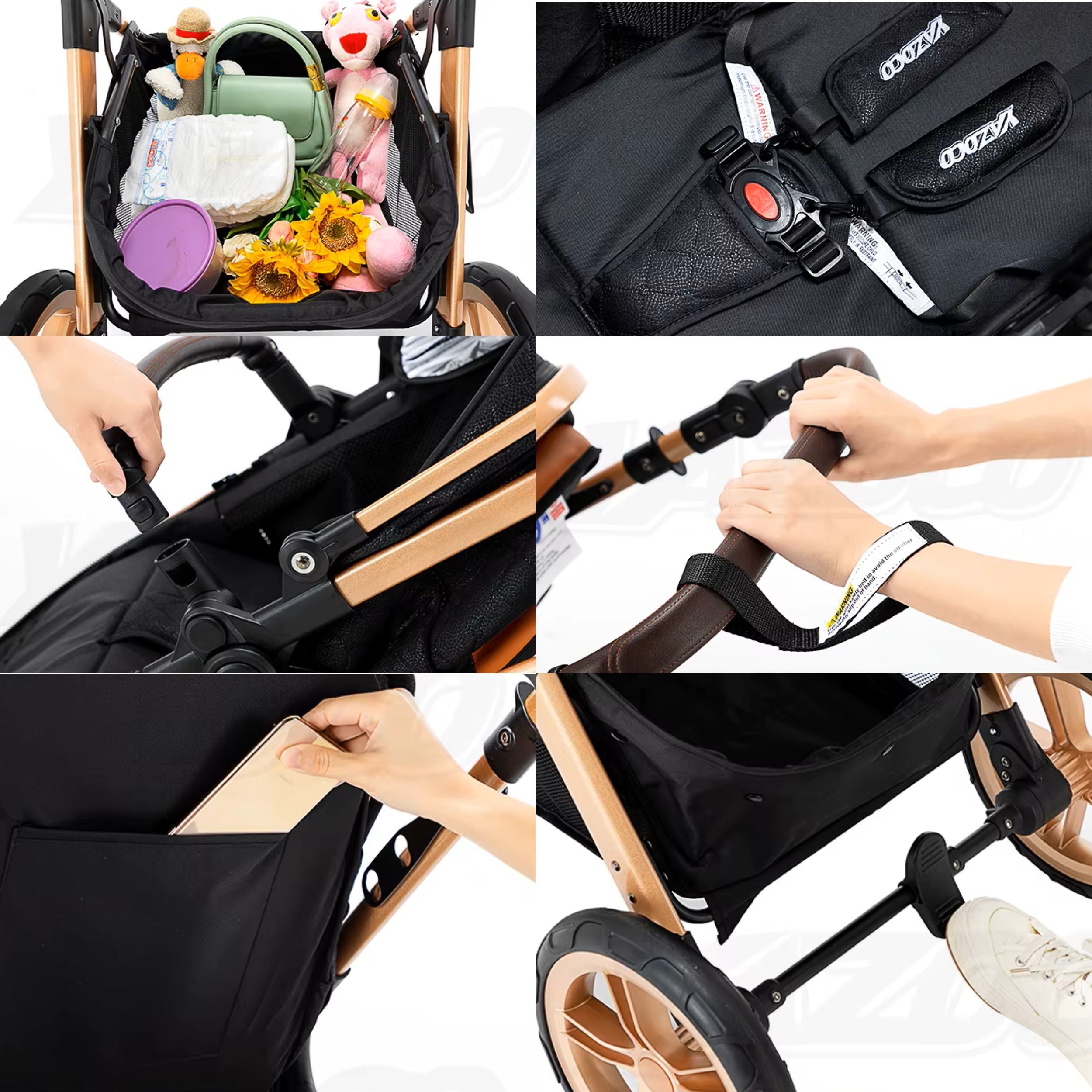 CHILDREN'S STROLLER 3in1 FOLDING WITH CAR SEAT YAZOCO Manufacturer code Spacerowy stylowy wózek dziecięcy z dodatkami