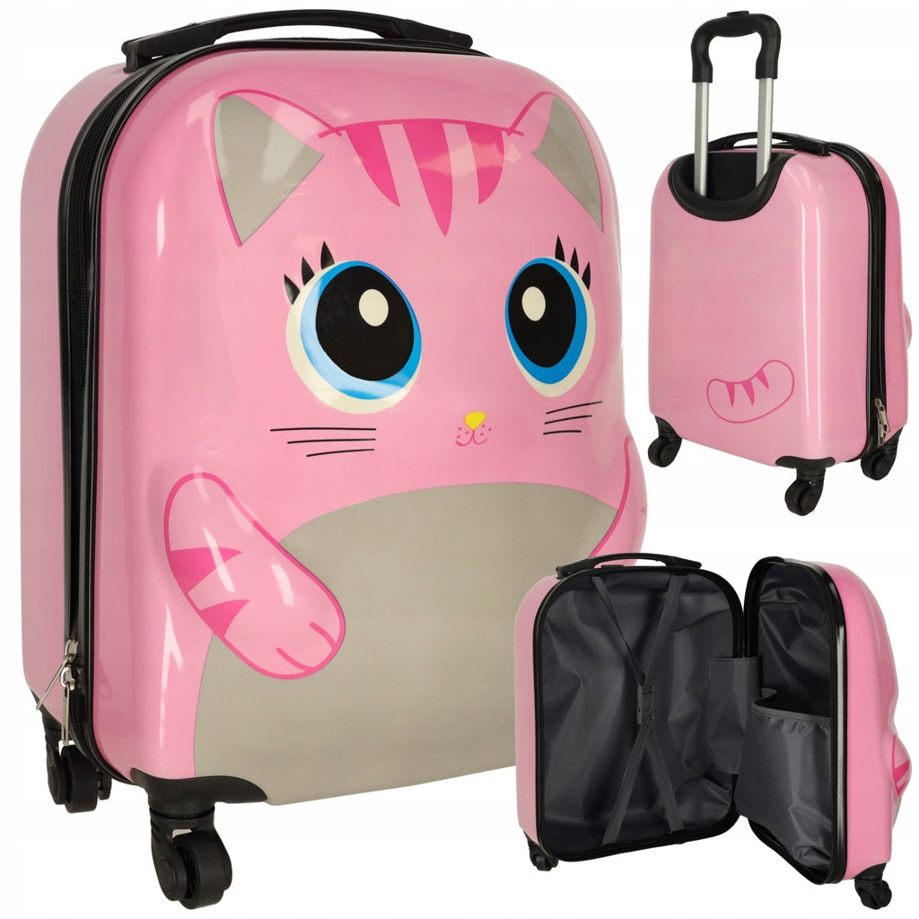 CHILDREN'S SUITCASE CAT ON WHEELS FOR GIRLS SMALL TRAVEL FOR AIRPLANE Brand Ikonka