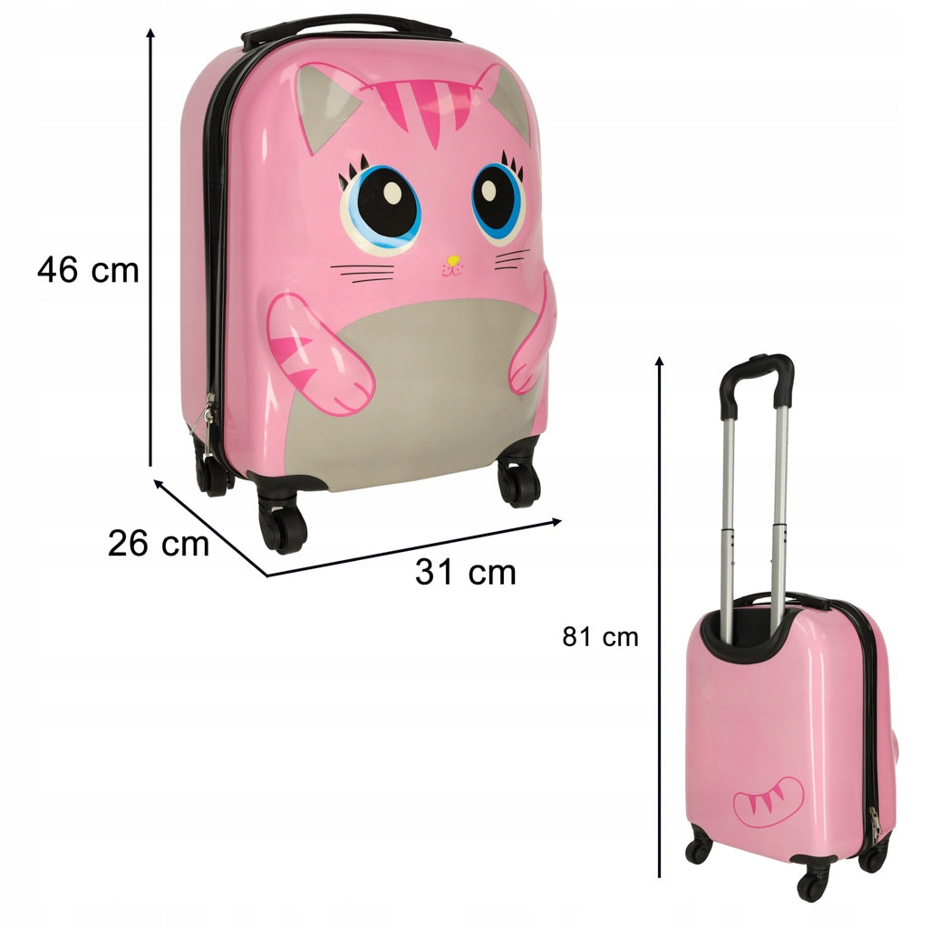 CHILDREN'S SUITCASE CAT ON WHEELS FOR GIRLS SMALL TRAVEL FOR AIRPLANE Manufacturer code KX3963_3