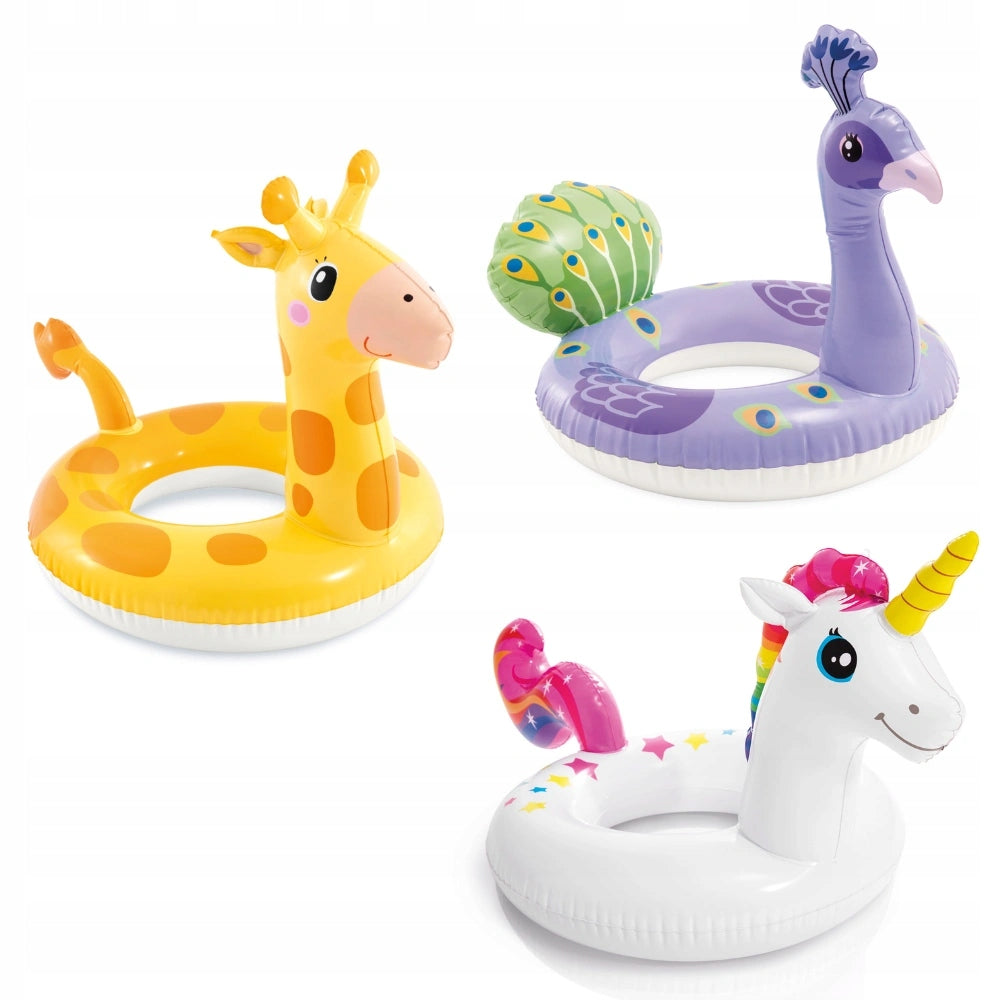 CHILDREN'S SWIMMING WHEEL INFLATABLE UNICORN GIRAFFE PEACOCK INTEX 58CM